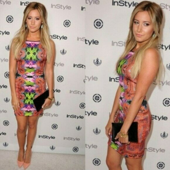 Clover Canyon Dress Orchid Trip Size Small Orange Neoprene Scuba Bodycon Sheath - Picture 7 of 7